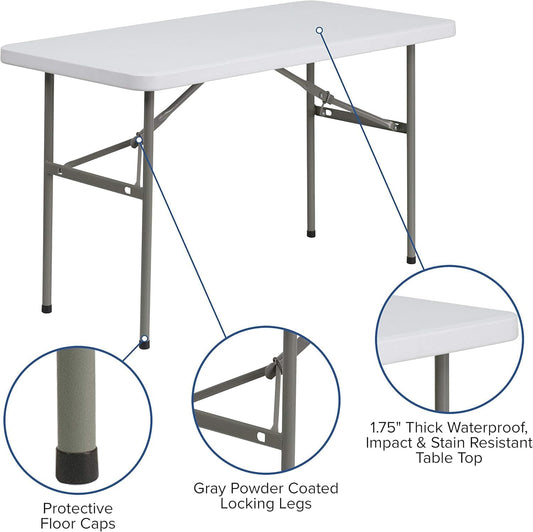 4ft Non Folding Plastic Table - White