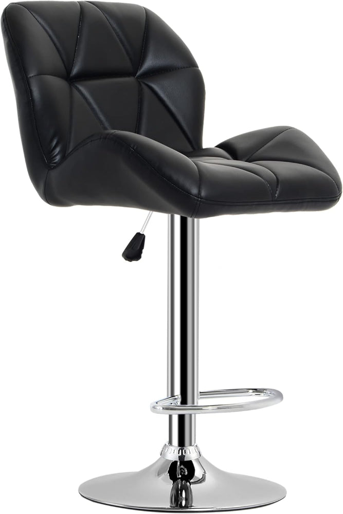 Adjustable Black Bar Stool with Chrome Base & Footrest