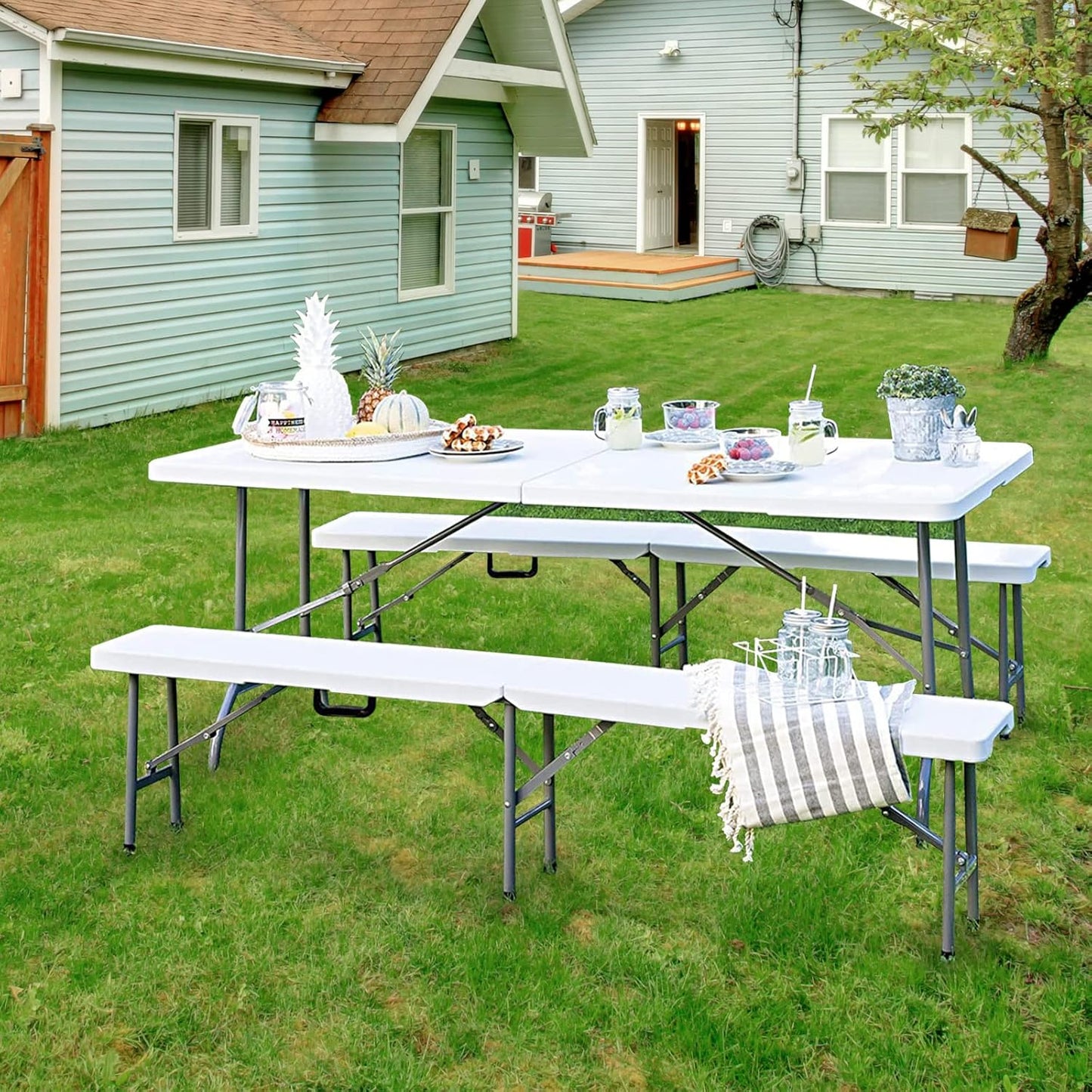 6ft Super Heavy Duty Plastic Folding Utility Table - White