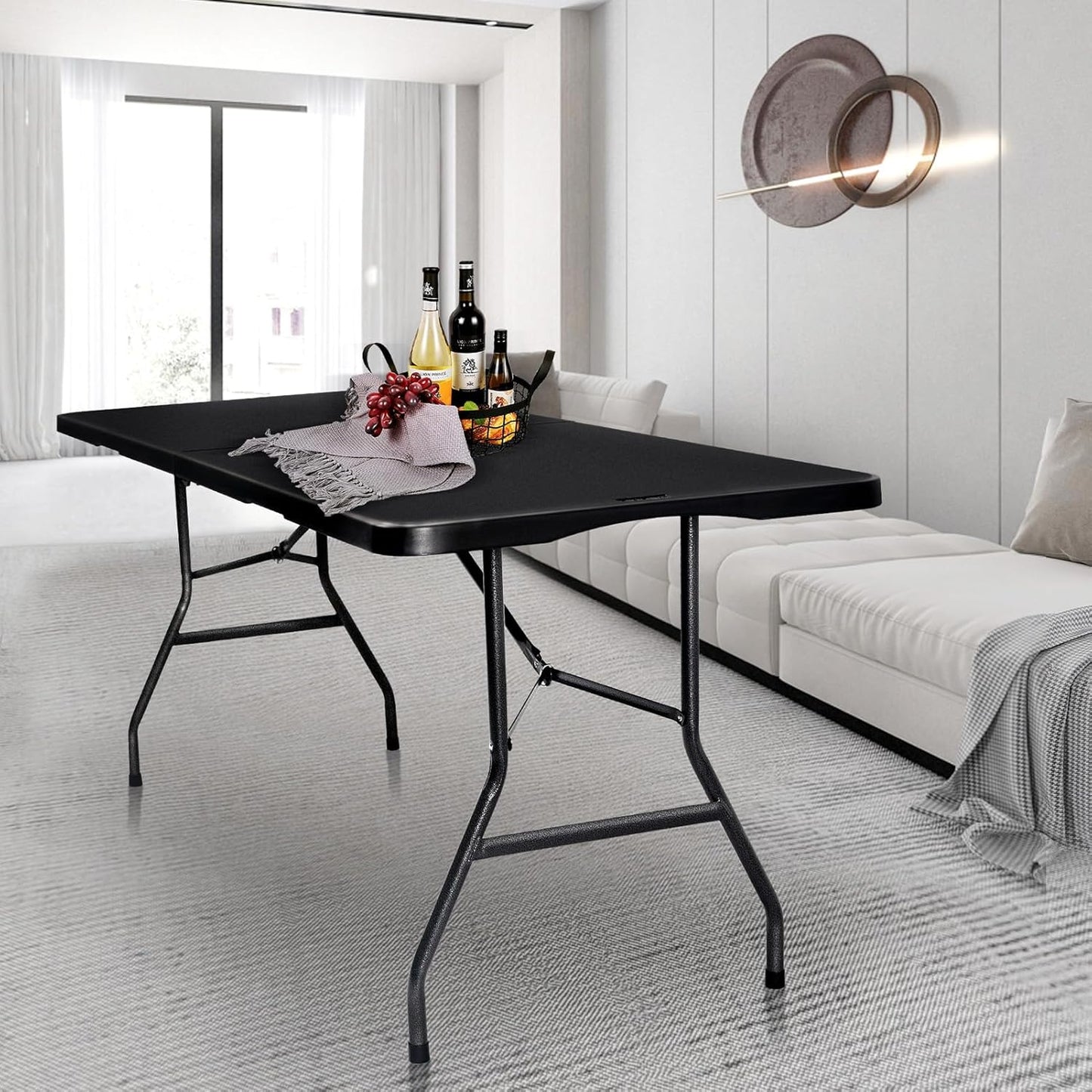 6 ft Black Plastic Folding Table