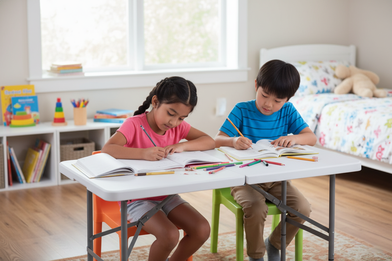 4ft Fold-in-Half Portable Utility Table - White