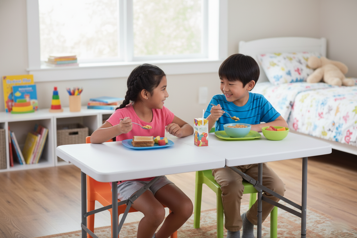 4ft Fold-in-Half Portable Utility Table - White