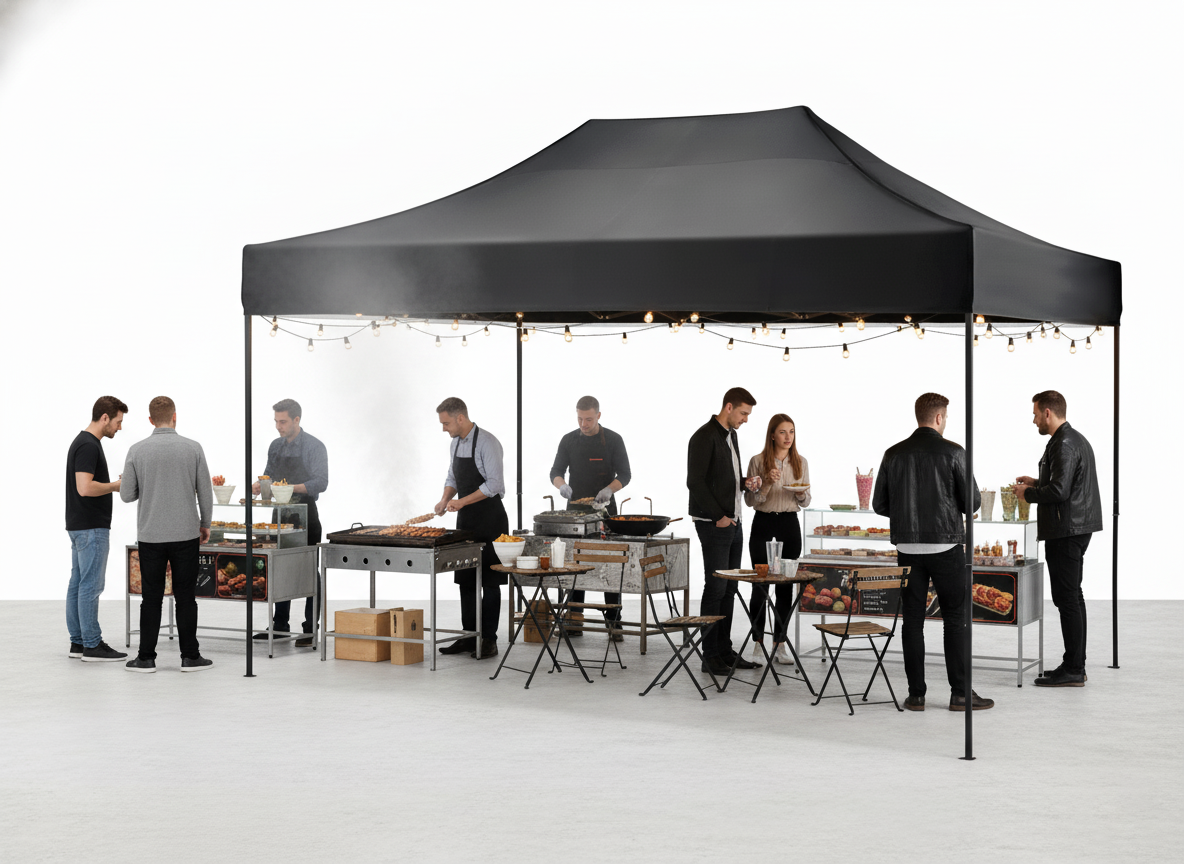 10X15 Feet Canopy Black With Streel/Aluminum Frame