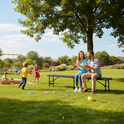 8ft Plastic Folding Bench – Black