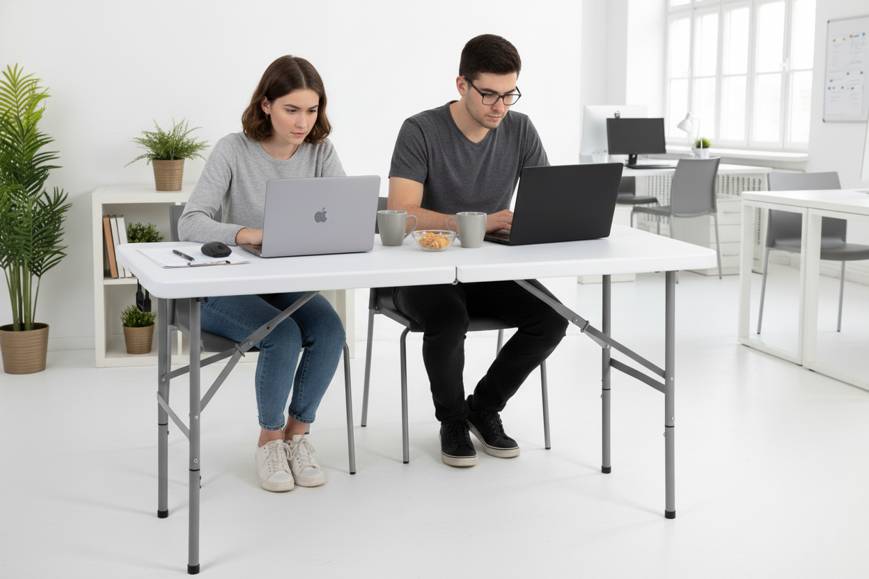 4ft Fold-in-Half Portable Utility Table - White