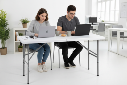 4ft Fold-in-Half Portable Utility Table - White