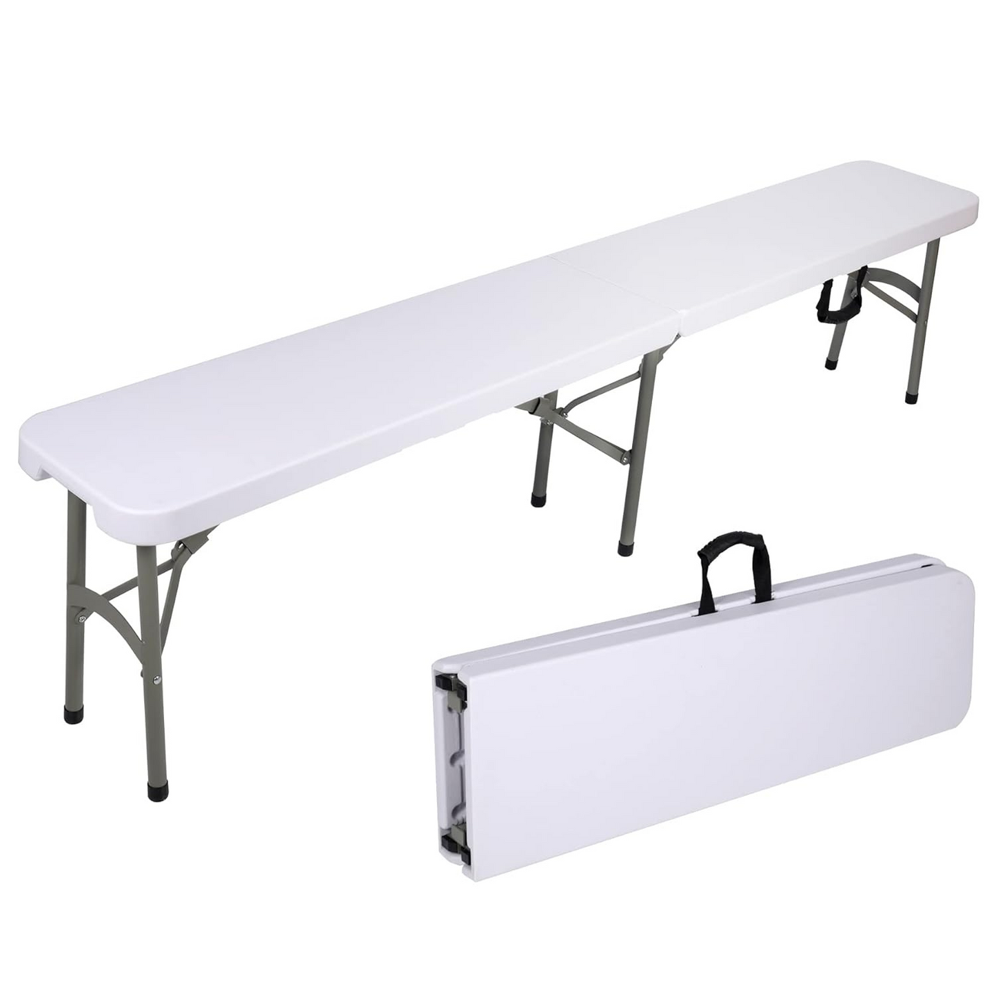 8 ft Plastic Folding Bench – White