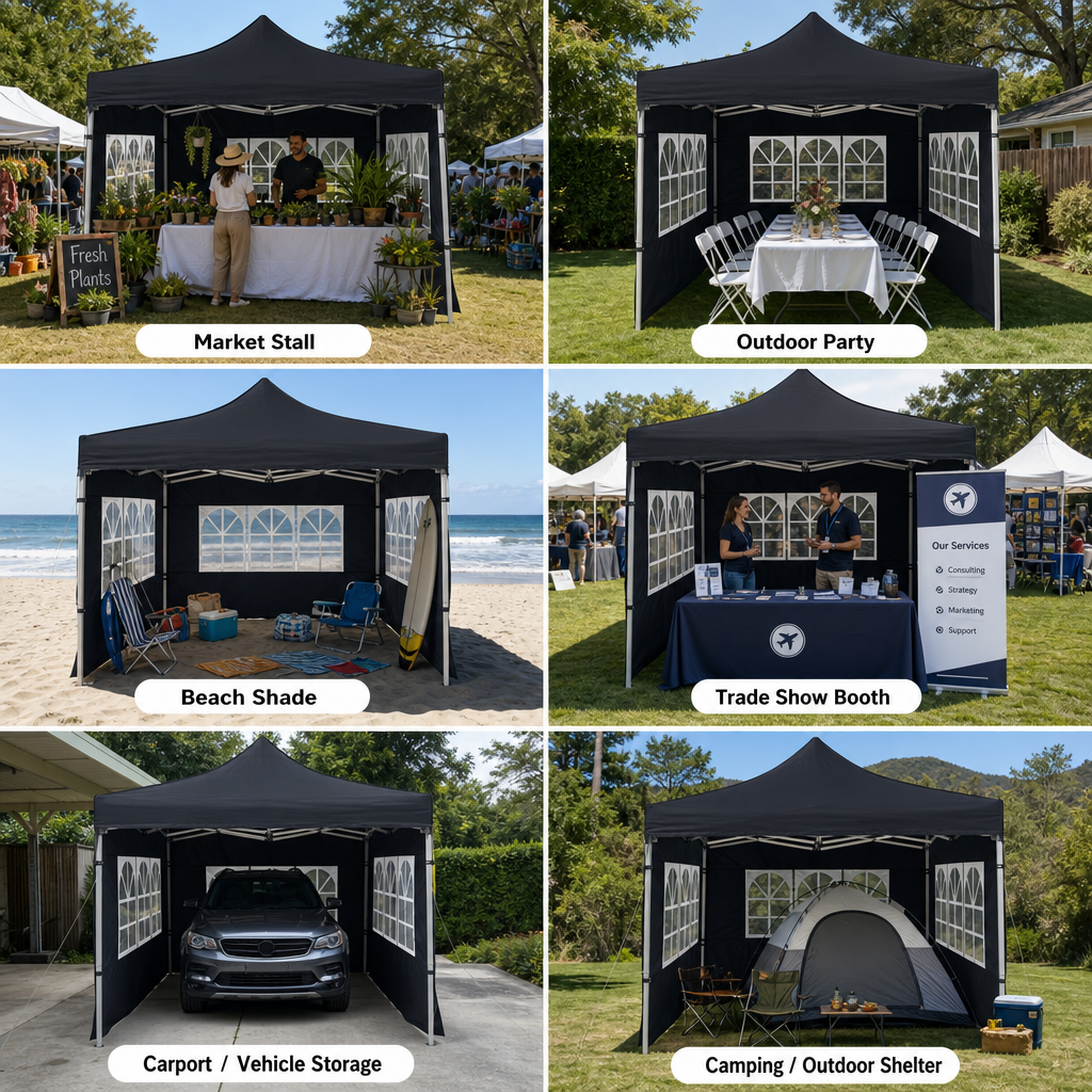 10 x 10 Canopy with Window Walls - Multicolor