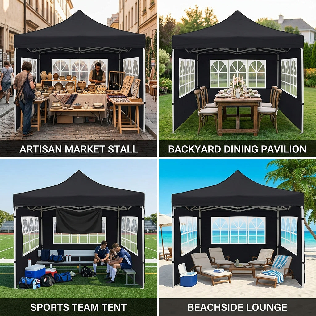 10 x 10 Canopy with Window Walls - Multicolor