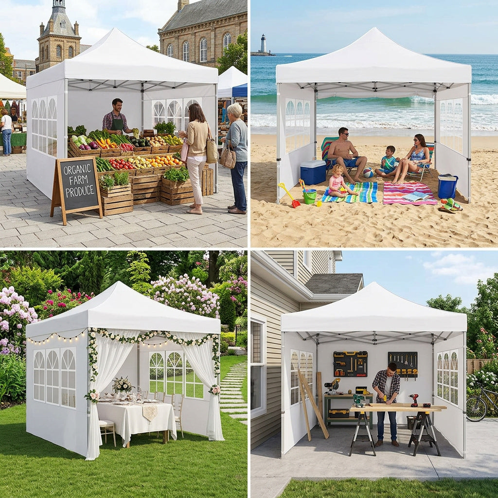 10 x 10 Canopy with Window Walls - Multicolor