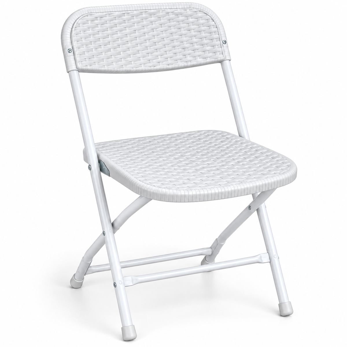 New Home Era White Rattan-Style Folding Chair – Lightweight Indoor & Outdoor Seating