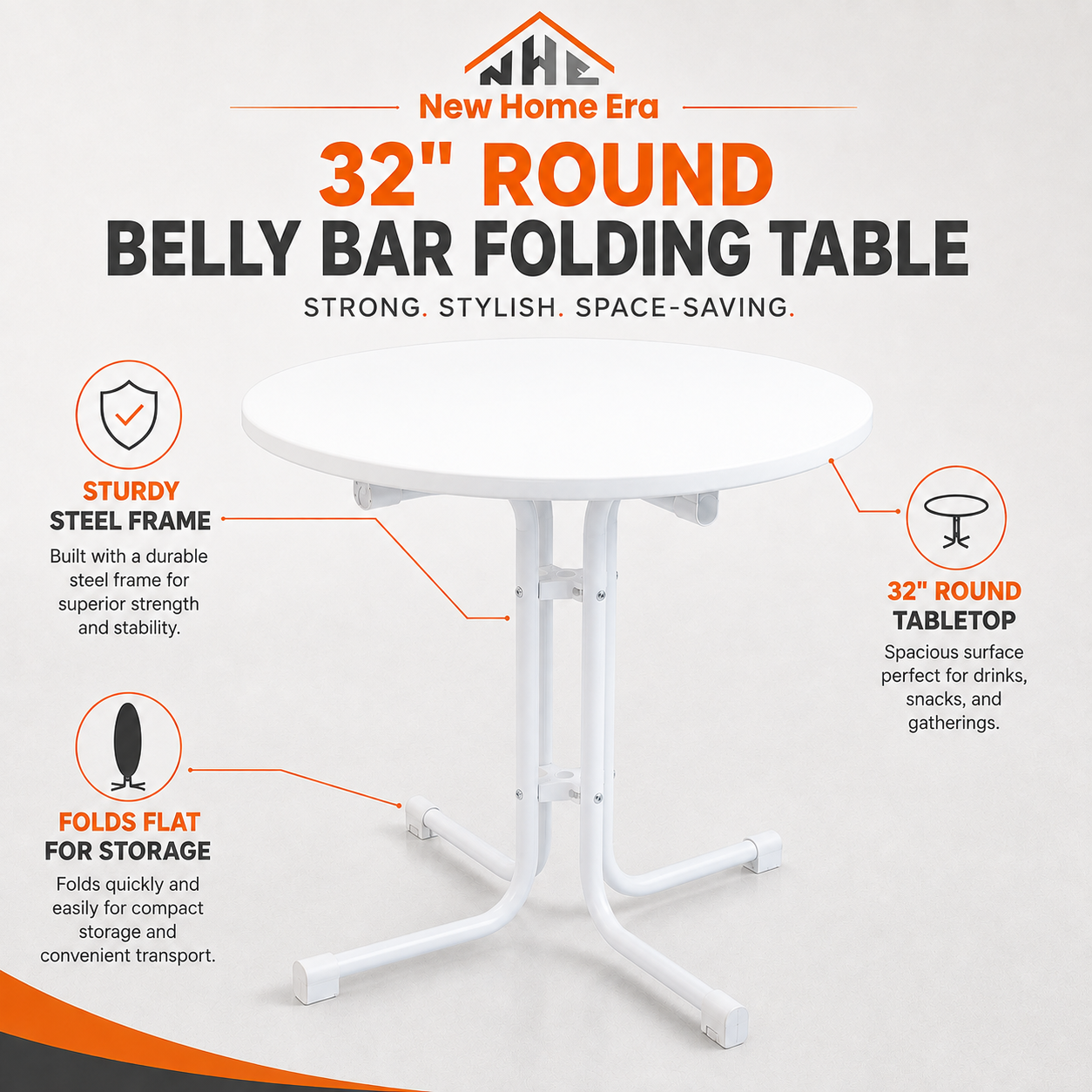 32" Round Folding Belly Bar Table