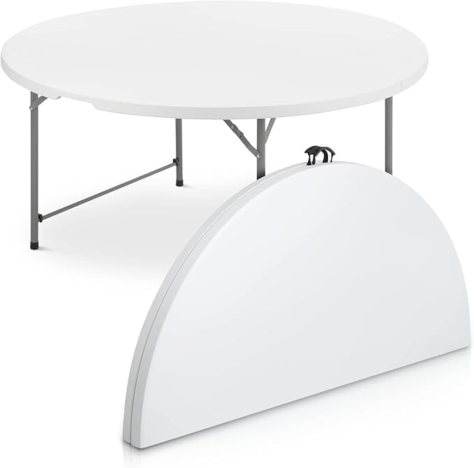 4ft Round Folding Table – White