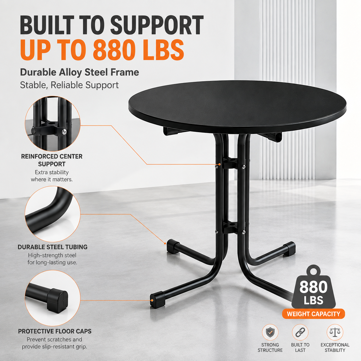 32" Round Folding Belly Bar Table
