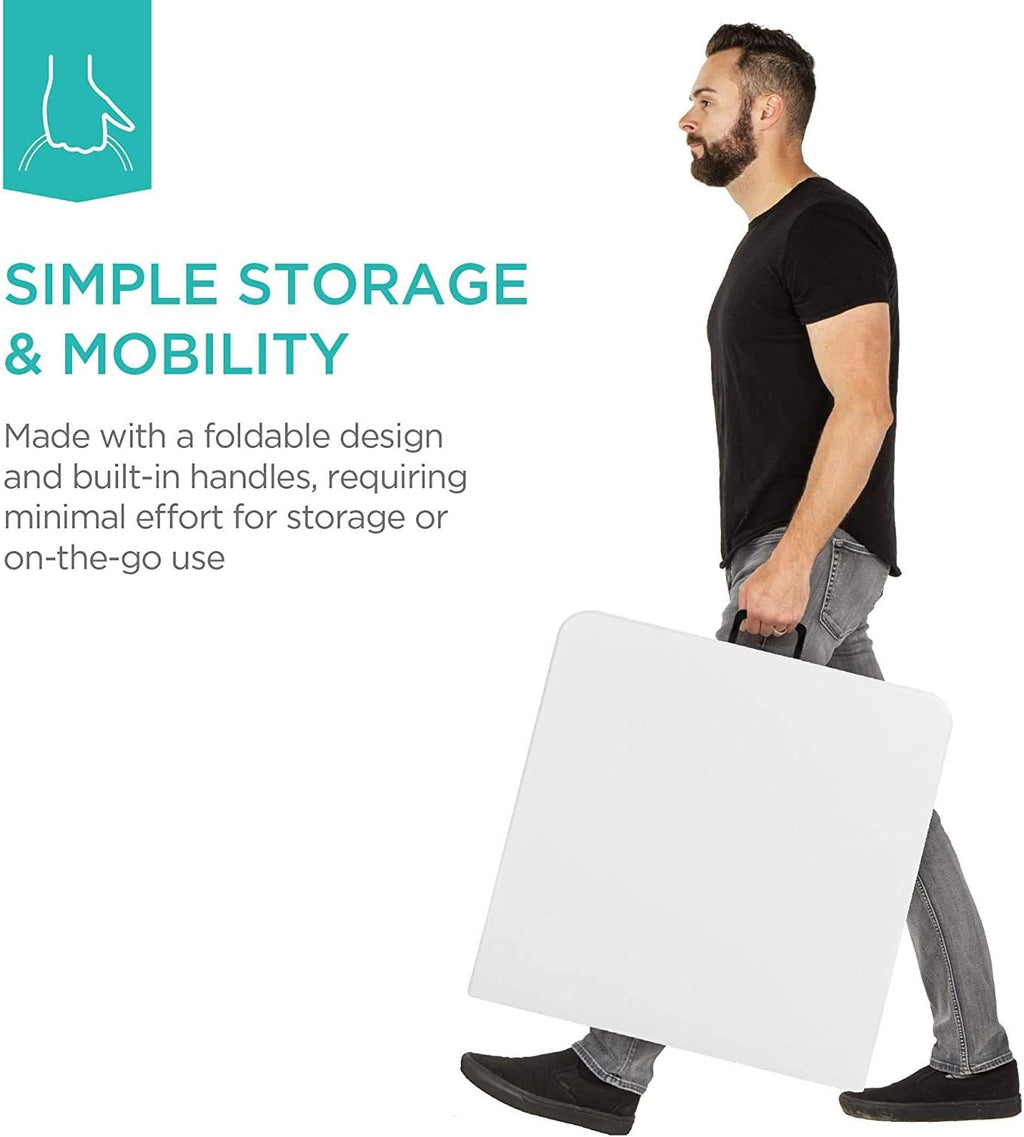 4ft Fold-in-Half Portable Utility Table - White