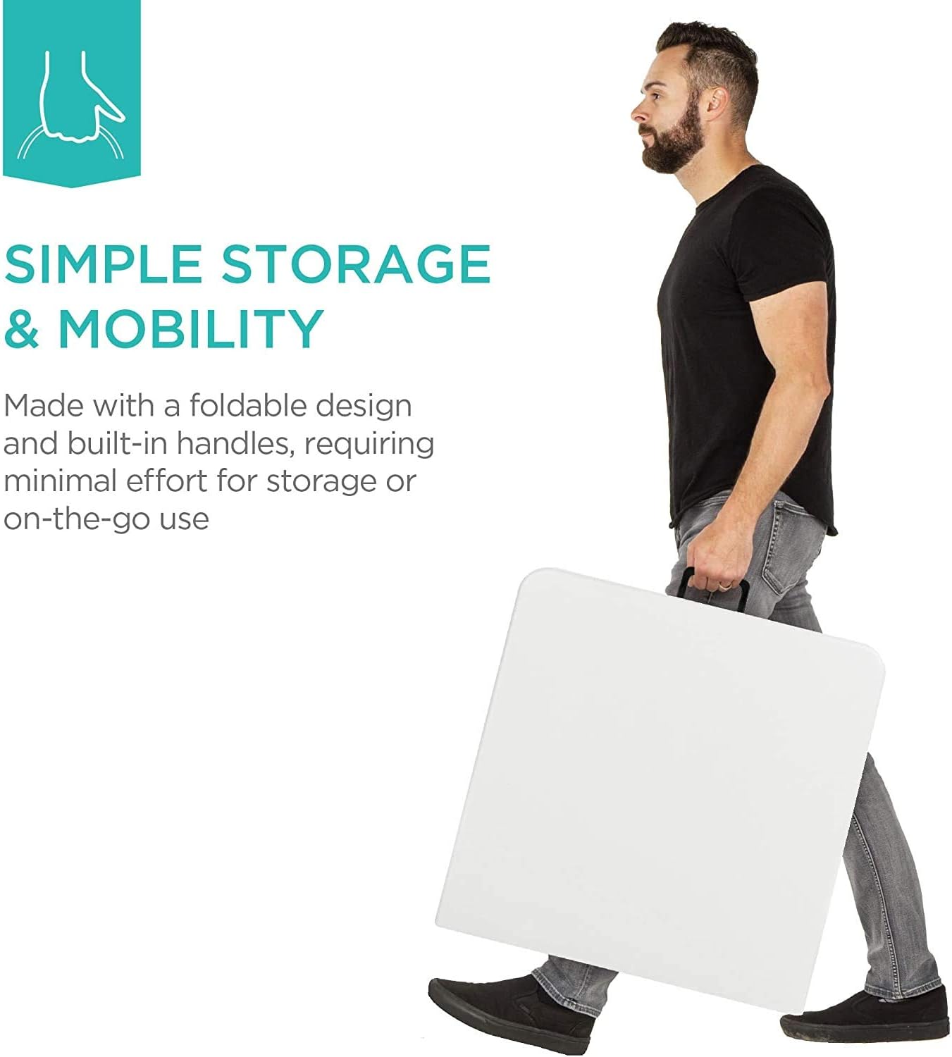 4ft Fold-in-Half Portable Utility Table - White
