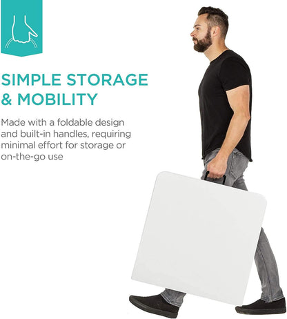 4ft Fold-in-Half Portable Utility Table - White