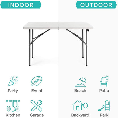 4ft Fold-in-Half Portable Utility Table - White