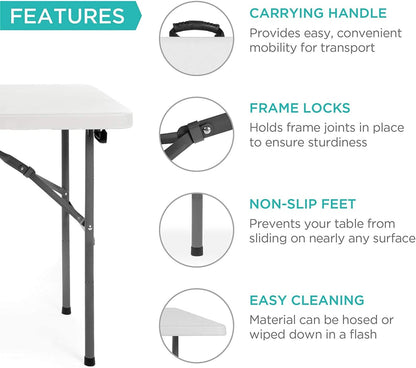 4ft Fold-in-Half Portable Utility Table - White