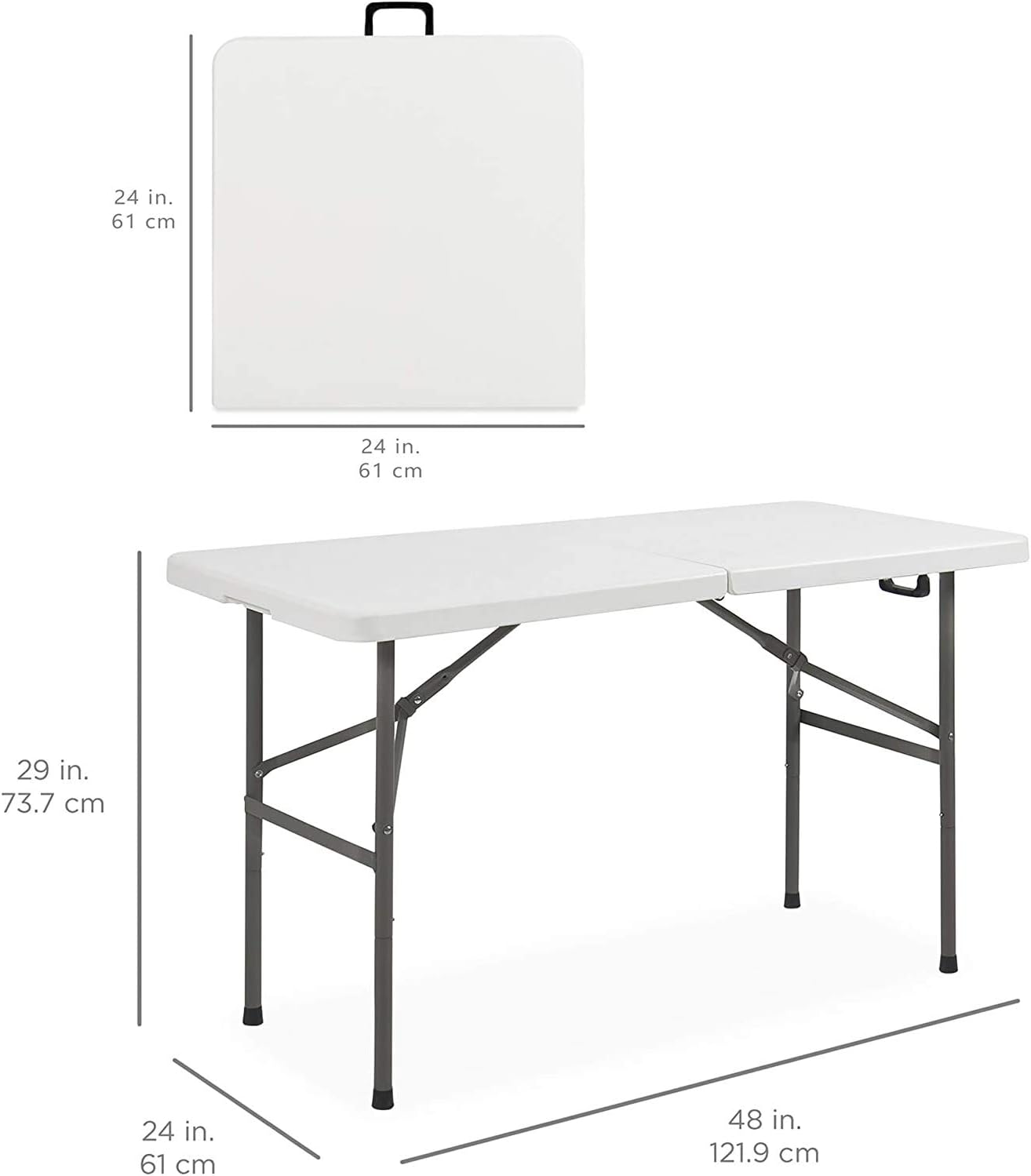 4ft Fold-in-Half Portable Utility Table - White