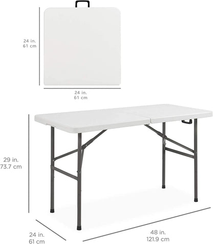 4ft Fold-in-Half Portable Utility Table - White