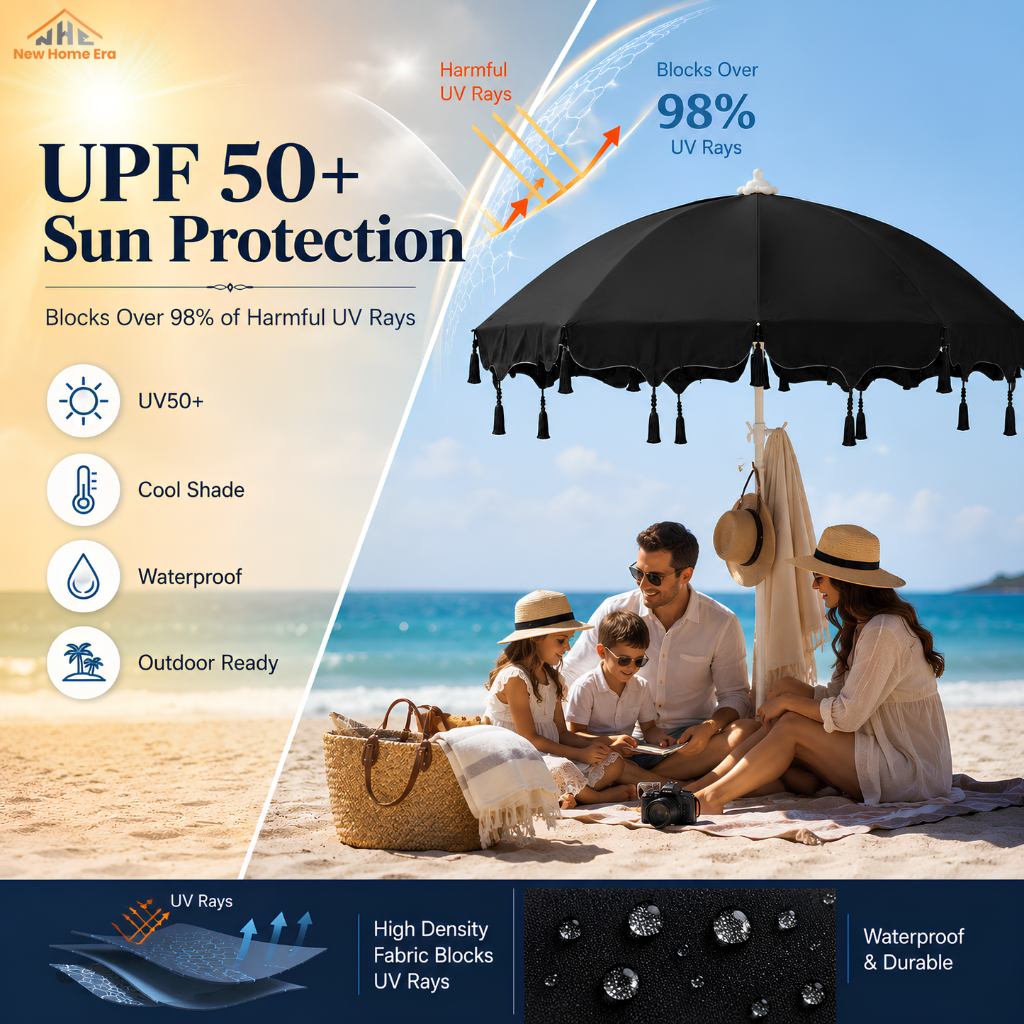 5 Feet Outdoor Patio Umbrella with Hanging Hook