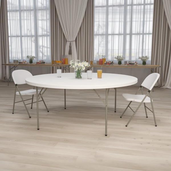4ft Round Folding Table – White