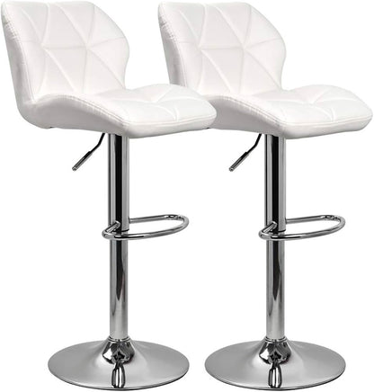 Adjustable Black Bar Stool with Chrome Base & Footrest Black or White