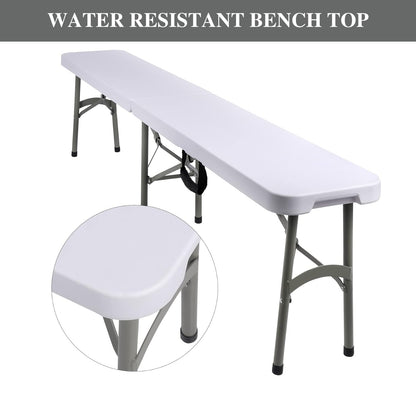 8 ft Plastic Folding Bench – White