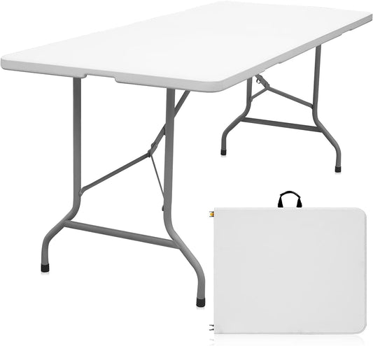 6ft Super Heavy Duty Plastic Folding Utility Table - White