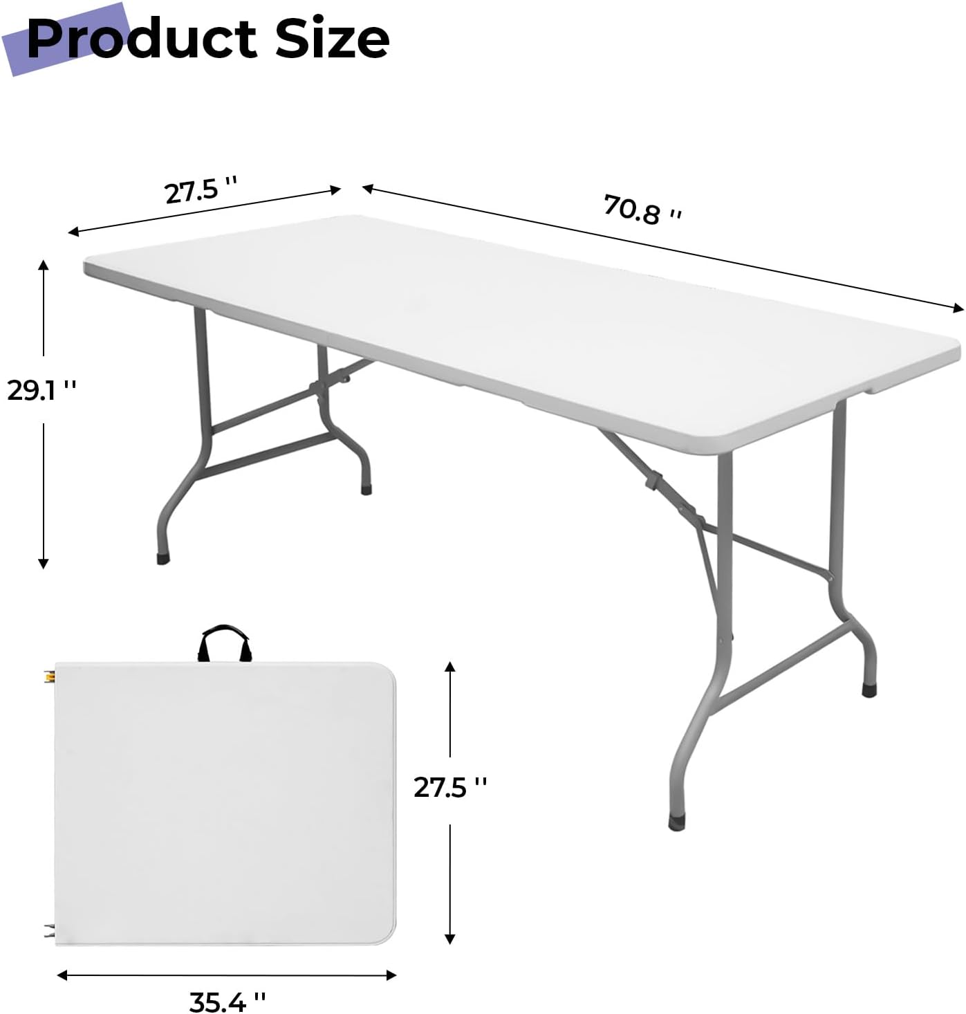 6 ft Bi-Fold Rectangular Folding Table