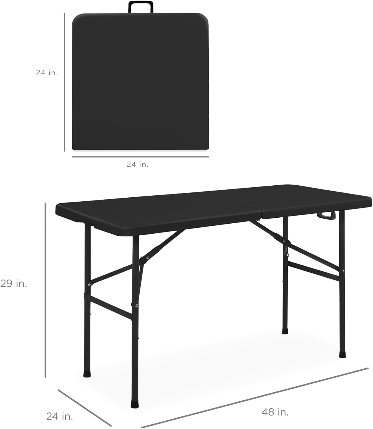 4ft Fold in Half Portable Utility Table - Black