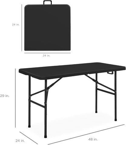 4ft Fold in Half Portable Utility Table - Black