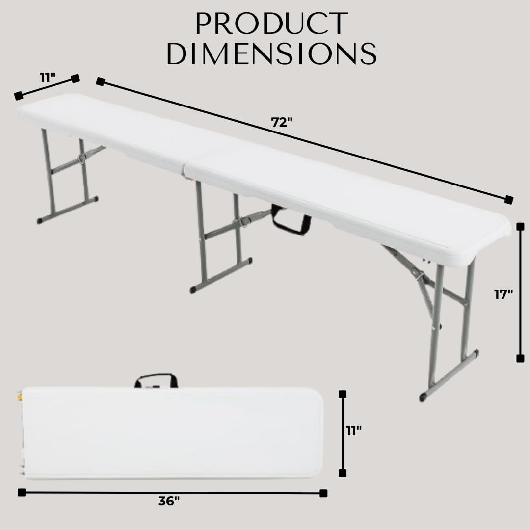 6ft Plastic Folding Bench – White