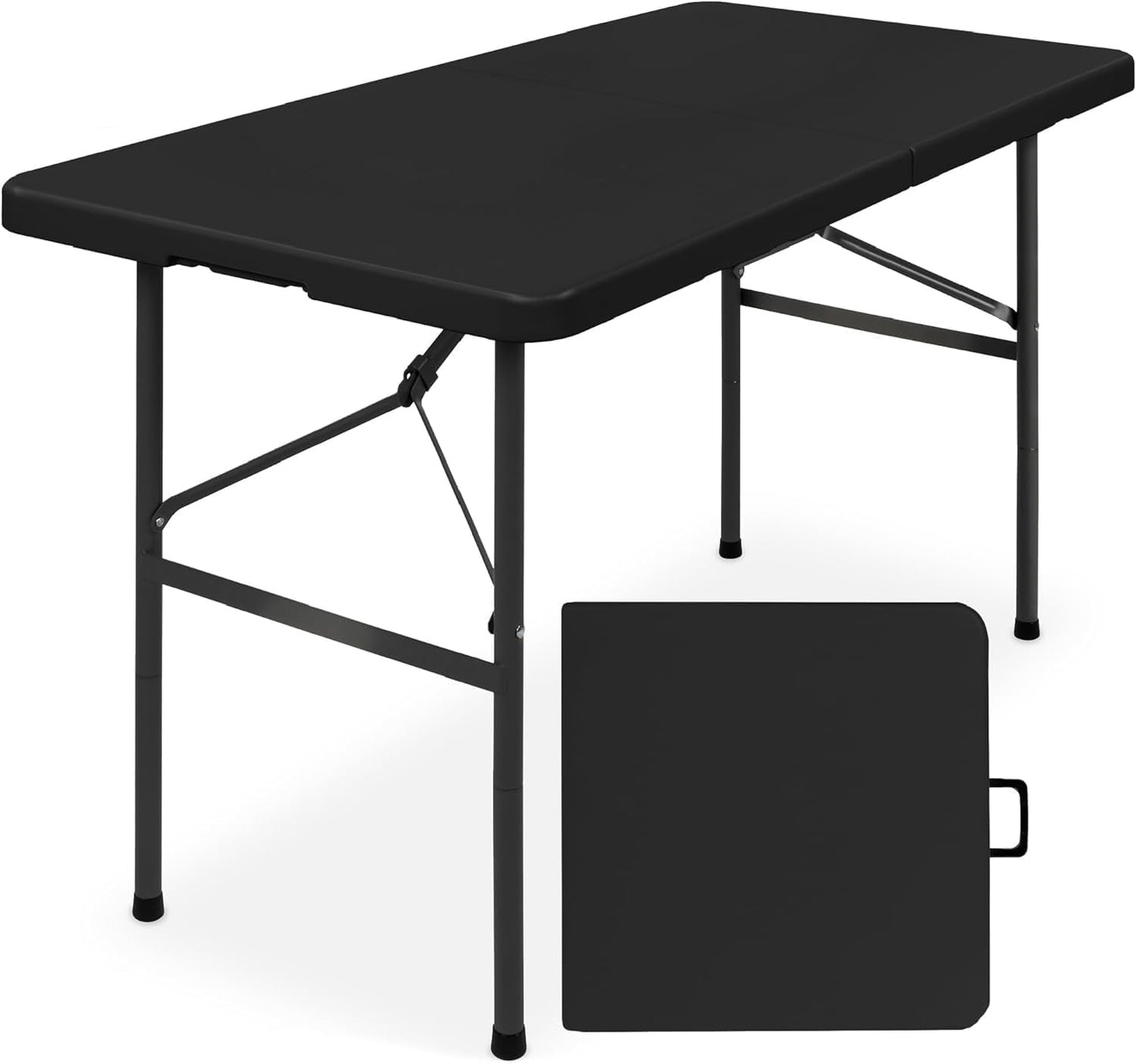 4ft Fold in Half Portable Utility Table - Black