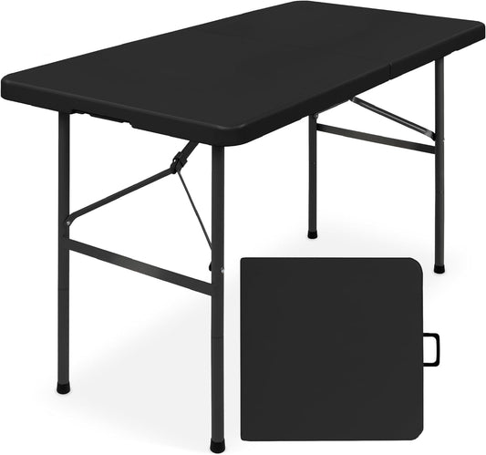 4ft Fold in Half Portable Utility Table - Black