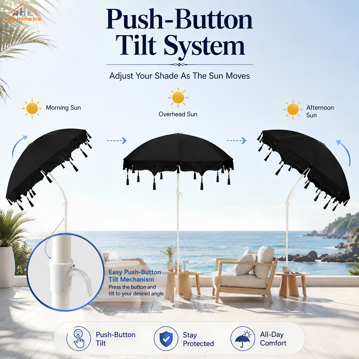 5 Feet Outdoor Patio Umbrella with Hanging Hook