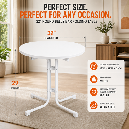 32" Round Folding Belly Bar Table