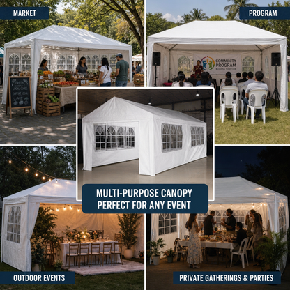 Heavy Duty 10x20 ft Party Tent Canopy – Waterproof Outdoor Gazebo Marquee Shelter with Steel Frame (White)