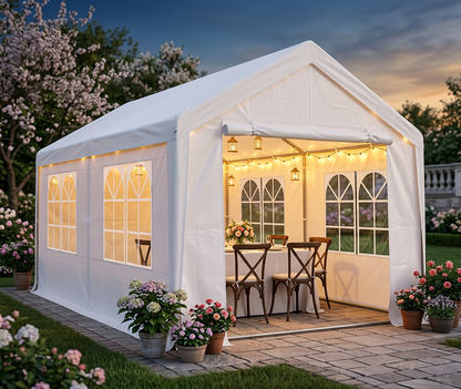 Heavy Duty 10x20 ft Party Tent Canopy – Waterproof Outdoor Gazebo Marquee Shelter with Steel Frame (White)