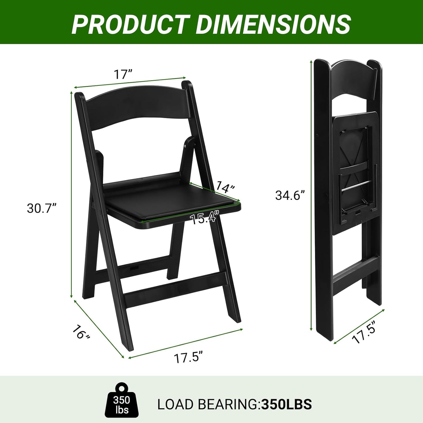 Hercules Series Resin Folding Chair – Black
