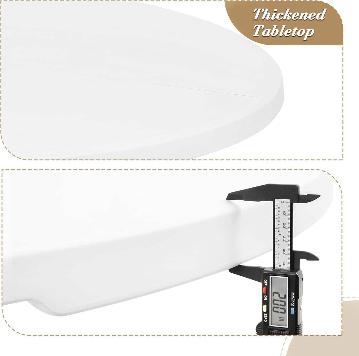 5ft Round Folding Table - White