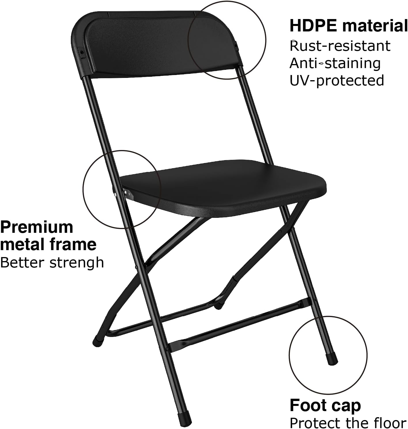 Party Series Plastic Folding Chair – Black