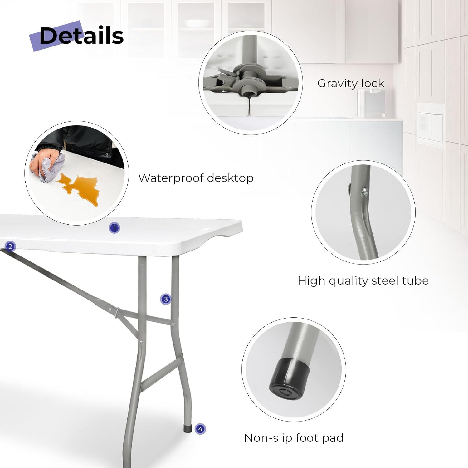 6 ft Bi-Fold Rectangular Folding Table