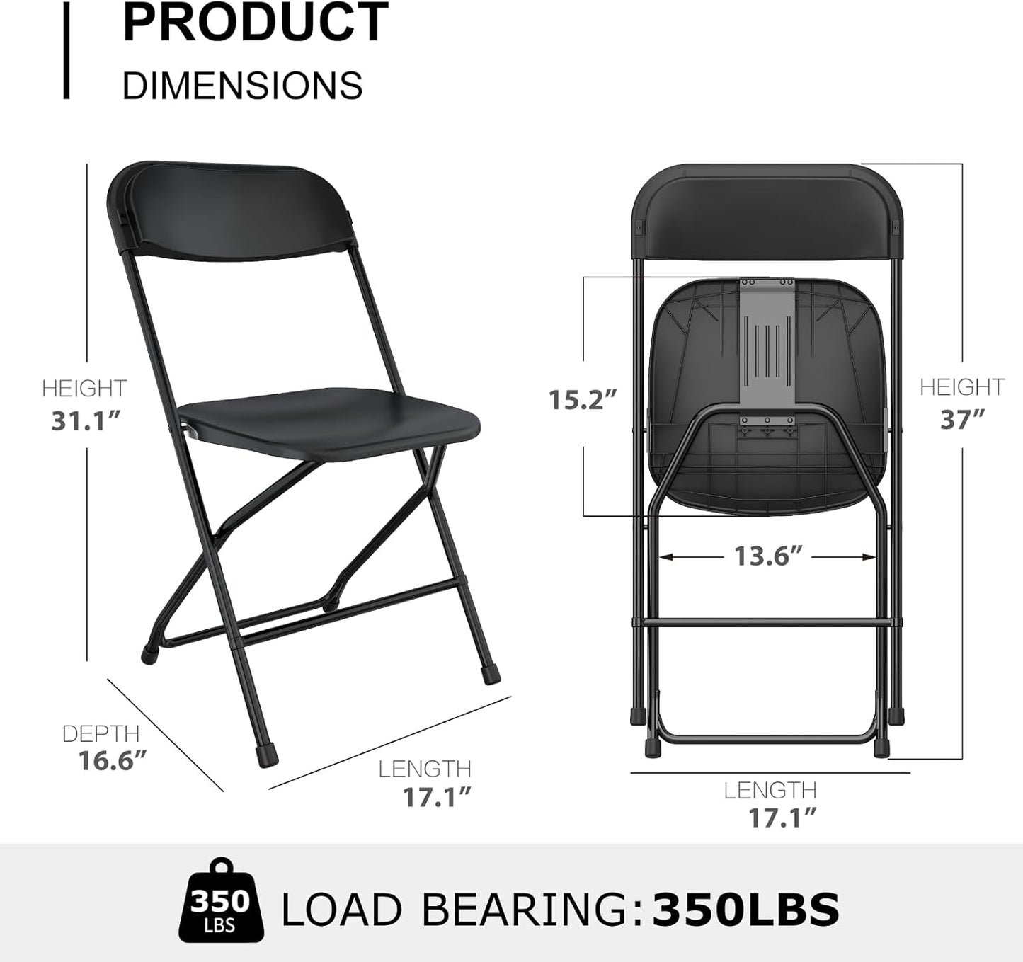 Party Series Plastic Folding Chair – Black