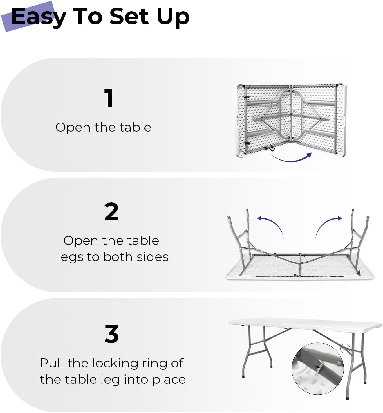6 ft Bi-Fold Rectangular Folding Table