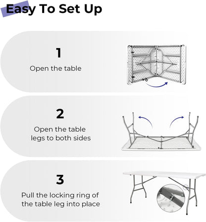6 ft Bi-Fold Rectangular Folding Table