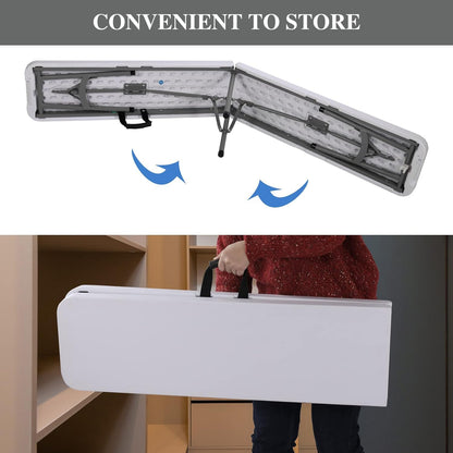 8 ft Plastic Folding Bench – White