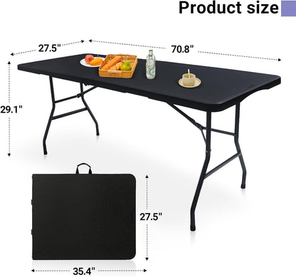 6 ft Black Plastic Folding Table