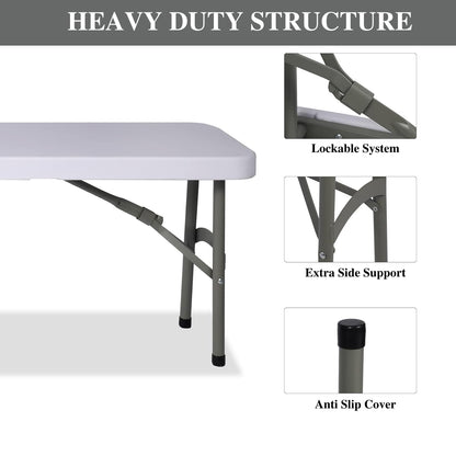8 ft Plastic Folding Bench – White